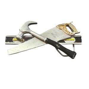 Vintage 1981 Great American Buckle Corp Tools Hammer Saw Level Belt‎ Buckle